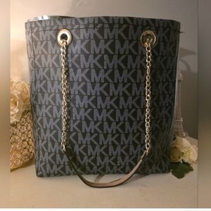 Michael Kors Black and Tan Signature Tote